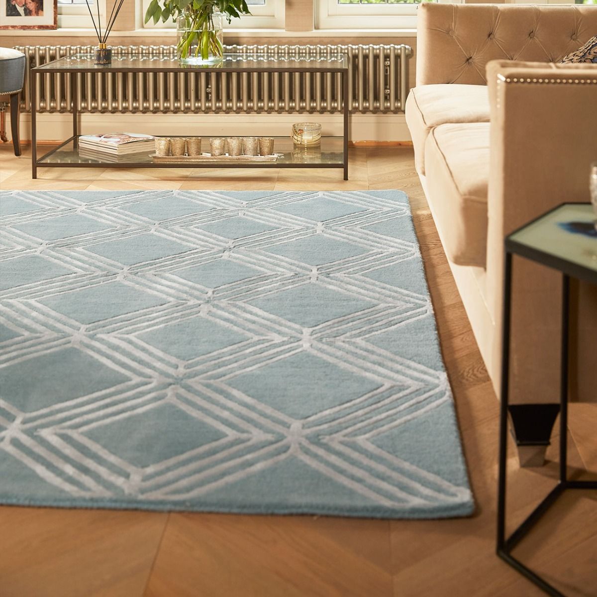 Blue wool deals rug