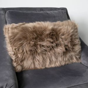 Light Brown Long Hair Sheepskin Cushion by Native