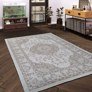 Cotton Rug Brown Cream Oriental by Viva Rug