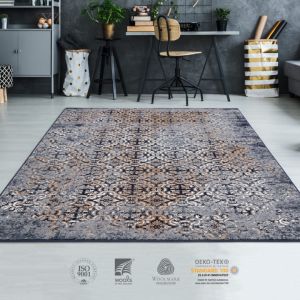 Moldabela Modern 7008_1_51041 Abstract Gold Blue Rug 