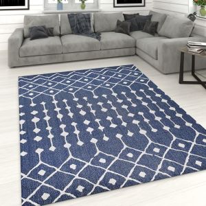 Cotton Rug Navy Blue Berber by Viva Rug