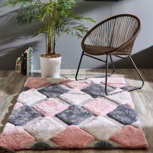 Origins 3D Geo Shaggy Blush Rug