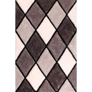 Ultimate 3D Carved Diamond Grey Shaggy Rug 6