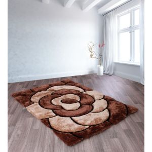 Ultimate 3D Carved Rose Chocolate Shaggy Rug