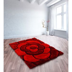 Ultimate 3D Carved Rose Red Shaggy Rug