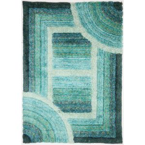 Rugstyle 3D Shaggy Trellis Blue Rug / 160/230