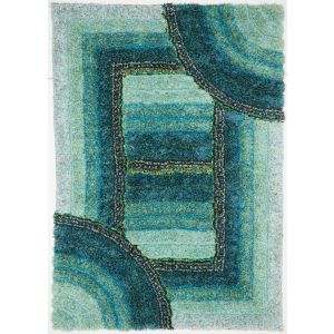 Rugstyle 3D Shaggy Trellis Teal Rug / 160/230