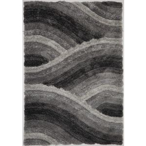 Rugstyle 3D Shaggy Wave Charcoal Rug / 160/230