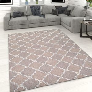 Cotton Rug Runner Trellis Brown Beige Taupe by Viva Rug