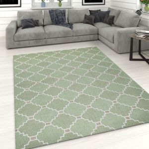 Cotton Rug Runner Trellis Green by Viva Rug