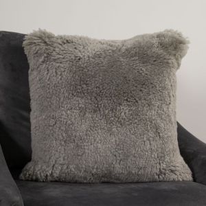 Grey Short Pile Sheepskin Cushion by Native