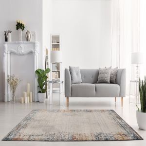 Artisan DY66a Cream L Grey living  Area Rug by Euro Tapis