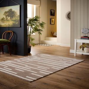 Origins Broken Stripe Pattern Beige Rug