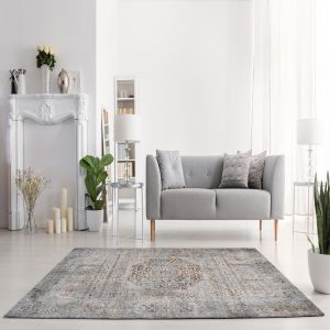 Bellagio 8854A Grey Striped  Design Rug by Euro Tapis