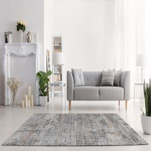 Bellagio 8851A Silver Striped  Design Rug by Euro Tapis