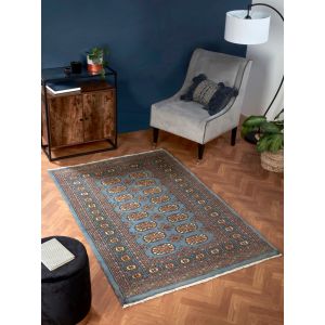 HMC Bokhara Blue Hand Knotted Traditional Rug