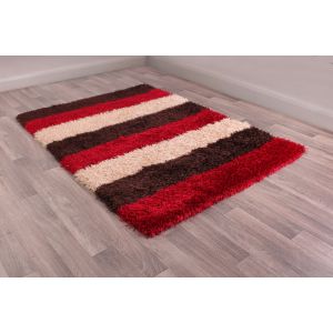 Ultimate Boston Lightning Red Striped Shaggy Rug