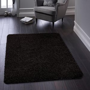 Origins Buddy Black Washable Plain Rug