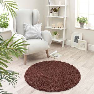 Origins Buddy Brown Washable Plain Circle Rug