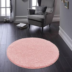 Origins  Buddy Candy Pink Washable Plain Circle Rug 