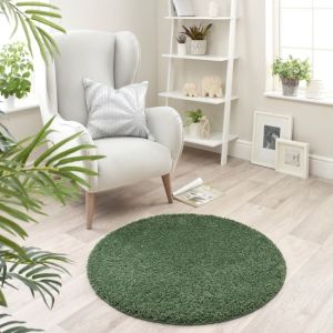 Origins Buddy Forest Green Washable Plain Circle Rug