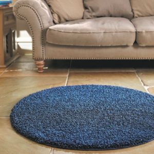 Origins Buddy Midnight Blue Washable Plain Circle Rug