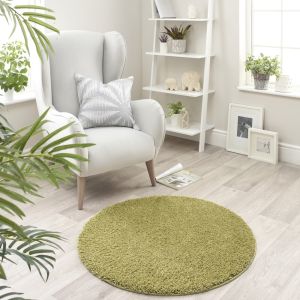 Origins Buddy Olive Washable Plain Circle Rug