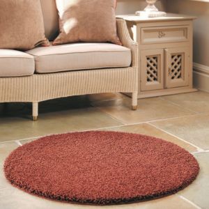 Origins Buddy Ox Red Washable Plain Circle Rug