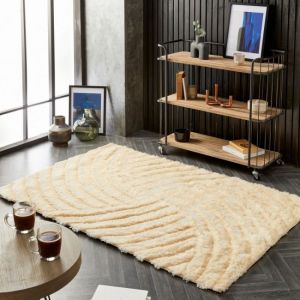 Origins Dallas Champagne Abstract Shaggy Rug