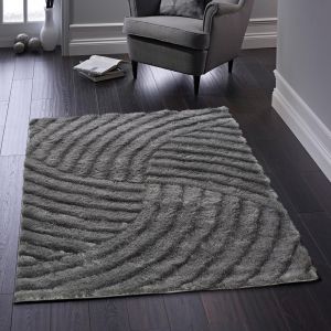 Origins Dallas Charcoal Abstract Shaggy Rug