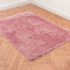 Dazzle Blush Plain Shaggy Rug by Ultimate Rug
