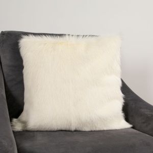 Ivory  Goatskin Cushion by Native