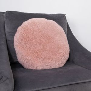 Pink Short Pile Sheepskin Circle Cushion by Native