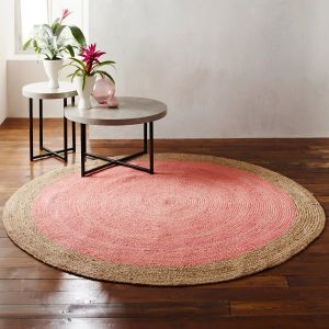 Milano Soft Jute Rug with Pale Pink Centre by Native