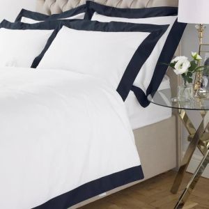 Harvard 200TC Oxford Border Duvet Cover Set Navy By RIVA