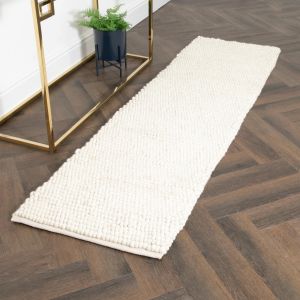Cream Bubble Runner Wool Rug by Native