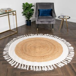 Round Jute Rug With Tassles by Native