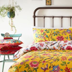 Pomelo Tropical Floral Duvet Cover Set Yellow By RIVA