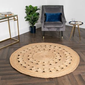 Circle Pattern Round Jute Rug by Native