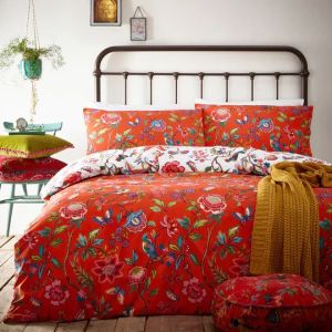 Pomelo Tropical Floral Duvet Cover Set Orange By RIVA