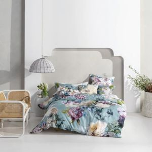 Lena Floral Duvet Cover Set Blue By RIVA 