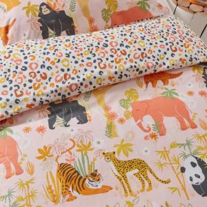 Endangered Kids Safari Animal Duvet Cover Set Pink By RIVA