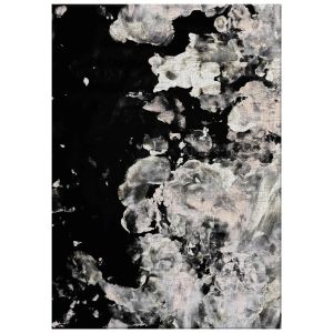 Late Shower Black Puddle Plain Rugs By Jackie And The Fish