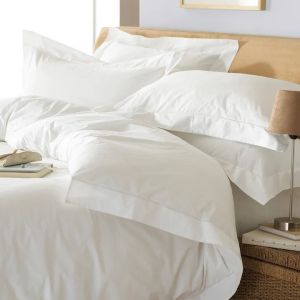 Oxford 200TC Border Panel Duvet Cover Set White By RIVA