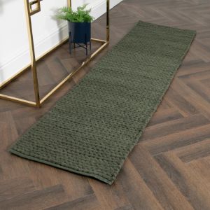 Green Knitted Runner Wool Rug by Native