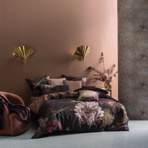 Neve Dark Floral Duvet Cover Set Plum By RIVA