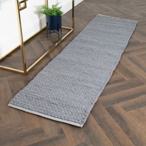 Grey Knitted Runner Wool Rug by Native