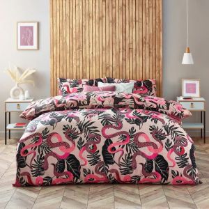 Serpentine Tropical Duvet Cover Set Ruby Pink By RIVA
