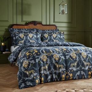 Nouvilla Cheetah Floral Duvet Cover Set Blue By RIVA 