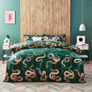 Serpentine Tropical Duvet Cover Set Juniper Green By RIVA